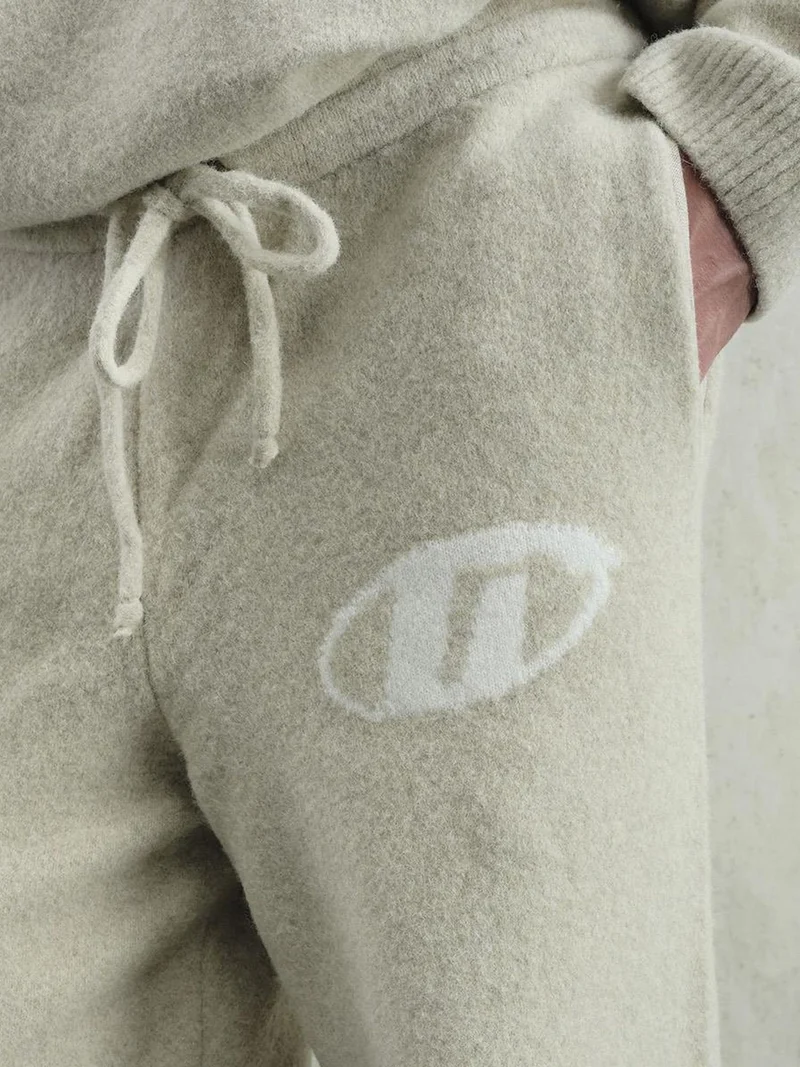 Giesto Beige Natural GIESTO Relaxed Fit Knit Pants with Drawstring Waist for Men | Best Price UAE